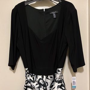 R&M Richards B/W Belted Hi-Lo Dress (20W)